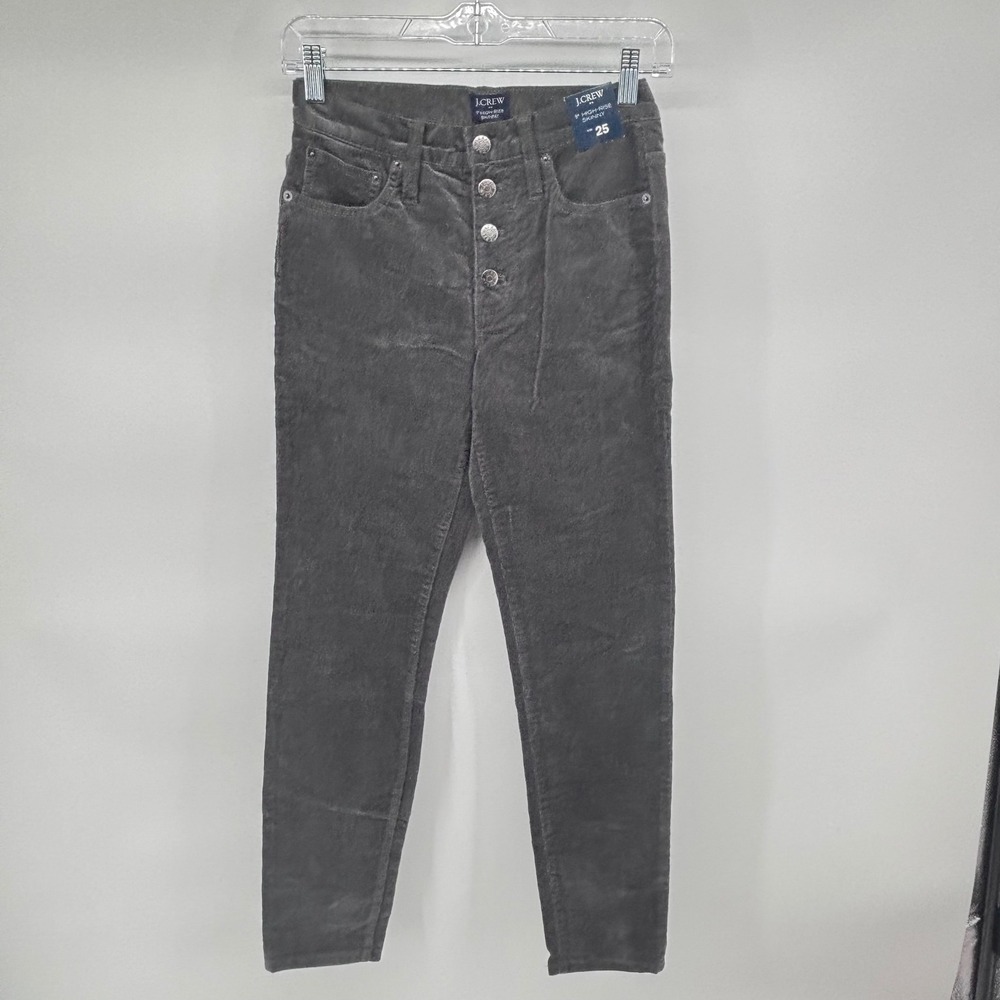 J.Crew 9" High-Rise Skinny Corduroy Pants Button Fly Gray Size 25x27